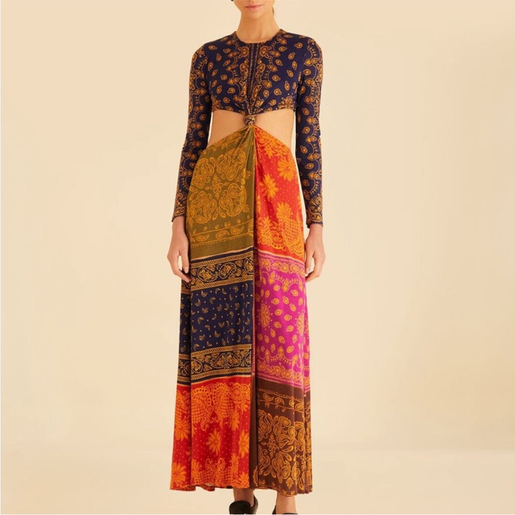 Farm Rio Bandana Dream Cut Out Dress Nwt